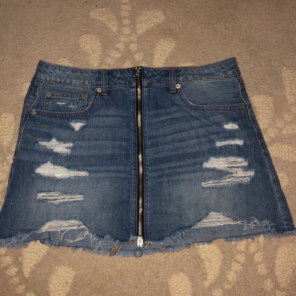 AE zip up denim skirt